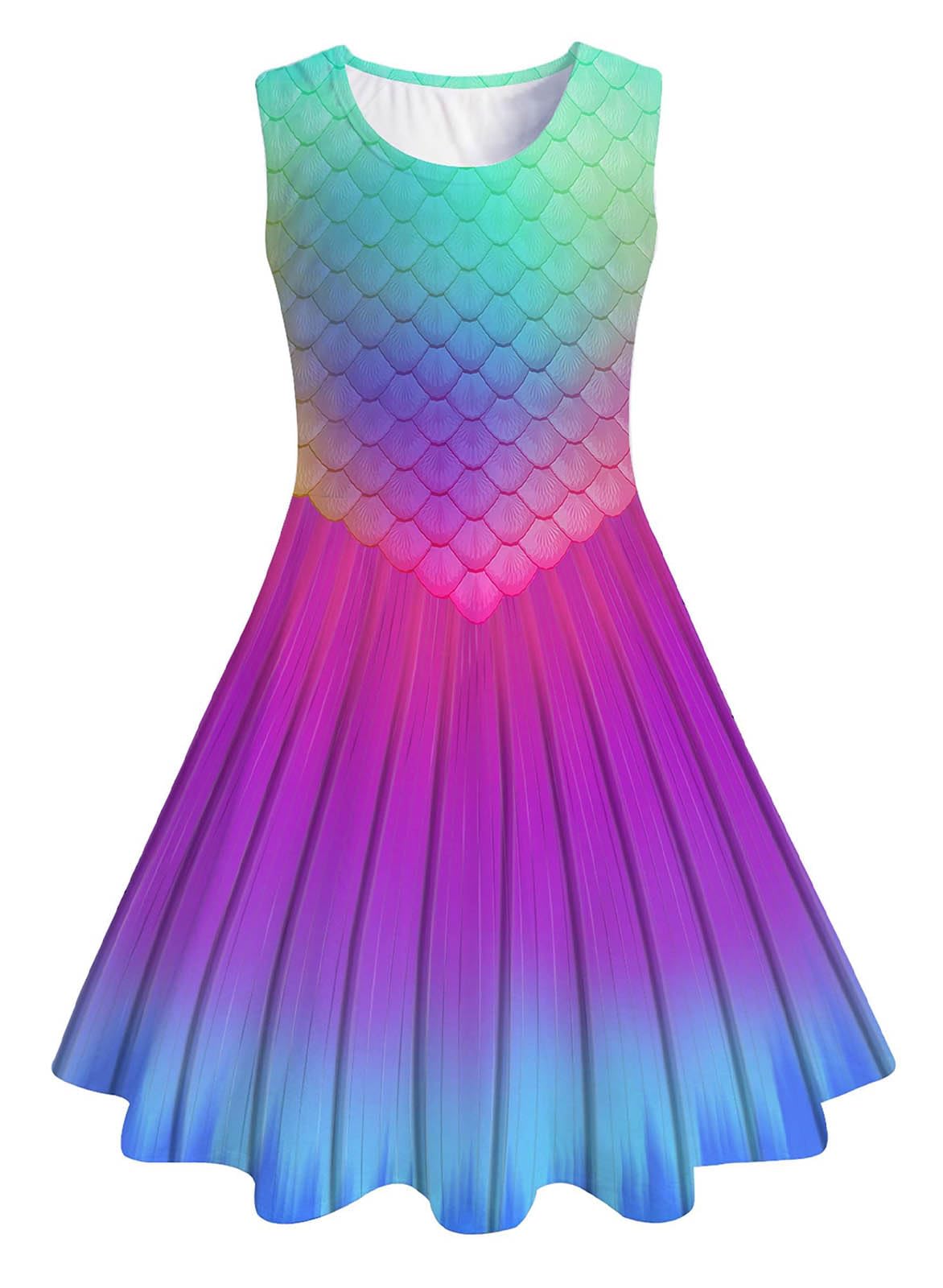 Idgreatim Vestido para Niñas Disfraz Niños A-Line Sin Mangas Vestido de Verano Vestido Colorido 4-15 Años