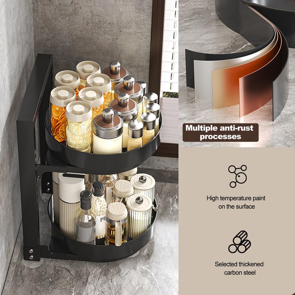 Lazy Susan Organizer a 2 ripiani – Portaspezie girevole in metallo regolabile da 25 cm per armadietto, dispensa, cucina, piano di lavoro, tavolo da pranzo, armadietto, bagno, vanità,Bianca,3 Tier
