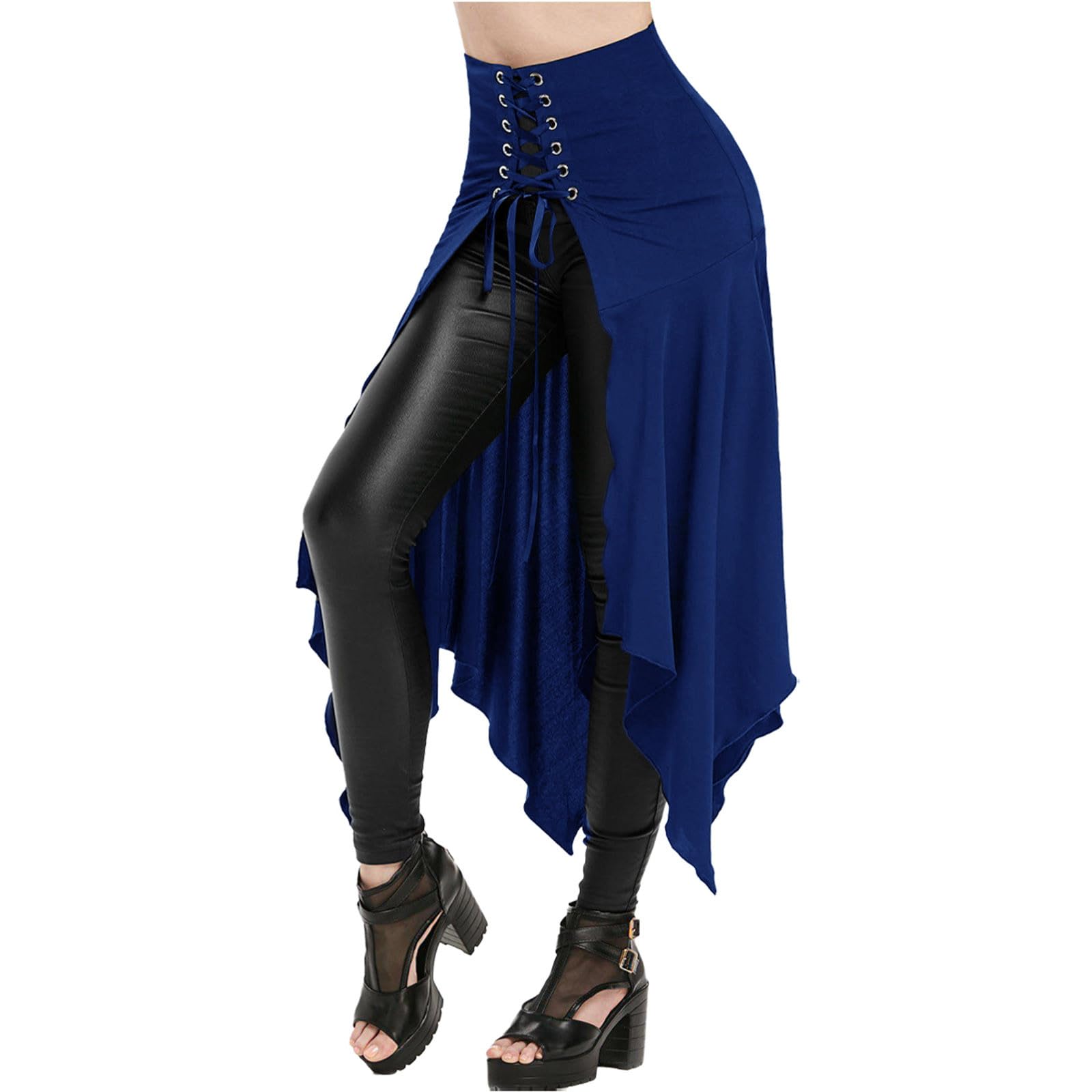 Women Gothic Steampunk Corset Skirt Lace-up High Waist Strappy Skirts Vintage Victorian Punk Skirt Halloween Costumes
