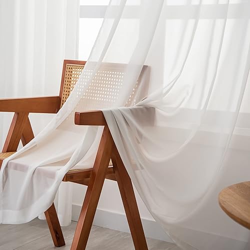 Miniatura 3 de Cortinas traslúcidas blancas de 84 pulgadas de largo, para sala de estar o dormitorio, 1 panel de cortinas plisadas semitransparentes para ventana