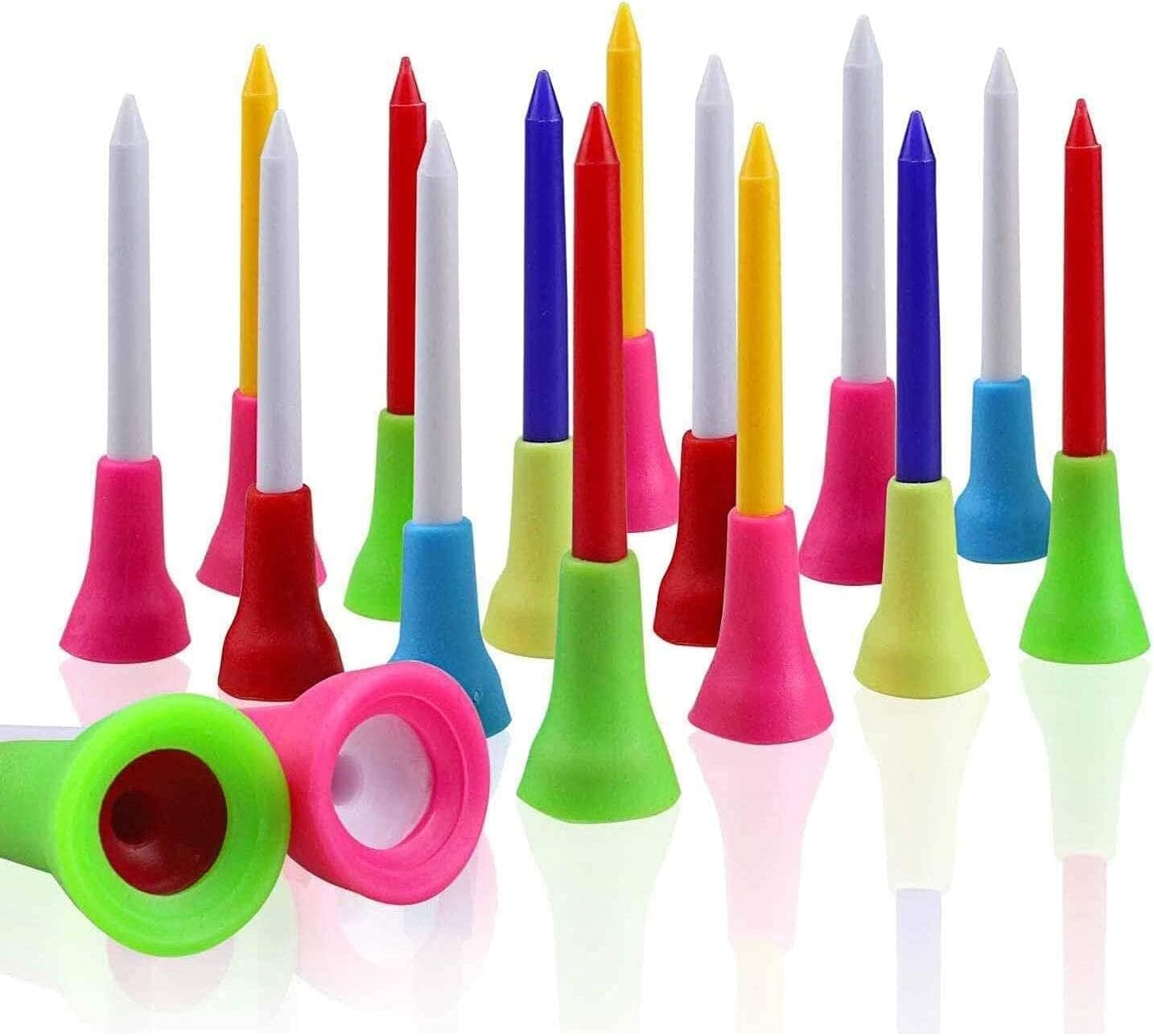 review KOFULL Rubber Cushion Top Golf Tees, 50 Pack Golf Tees 3 1/4 inch, Large Head Unbreakable Colorful Rubber Golf Tee for Indoor and Outdoor Trainning