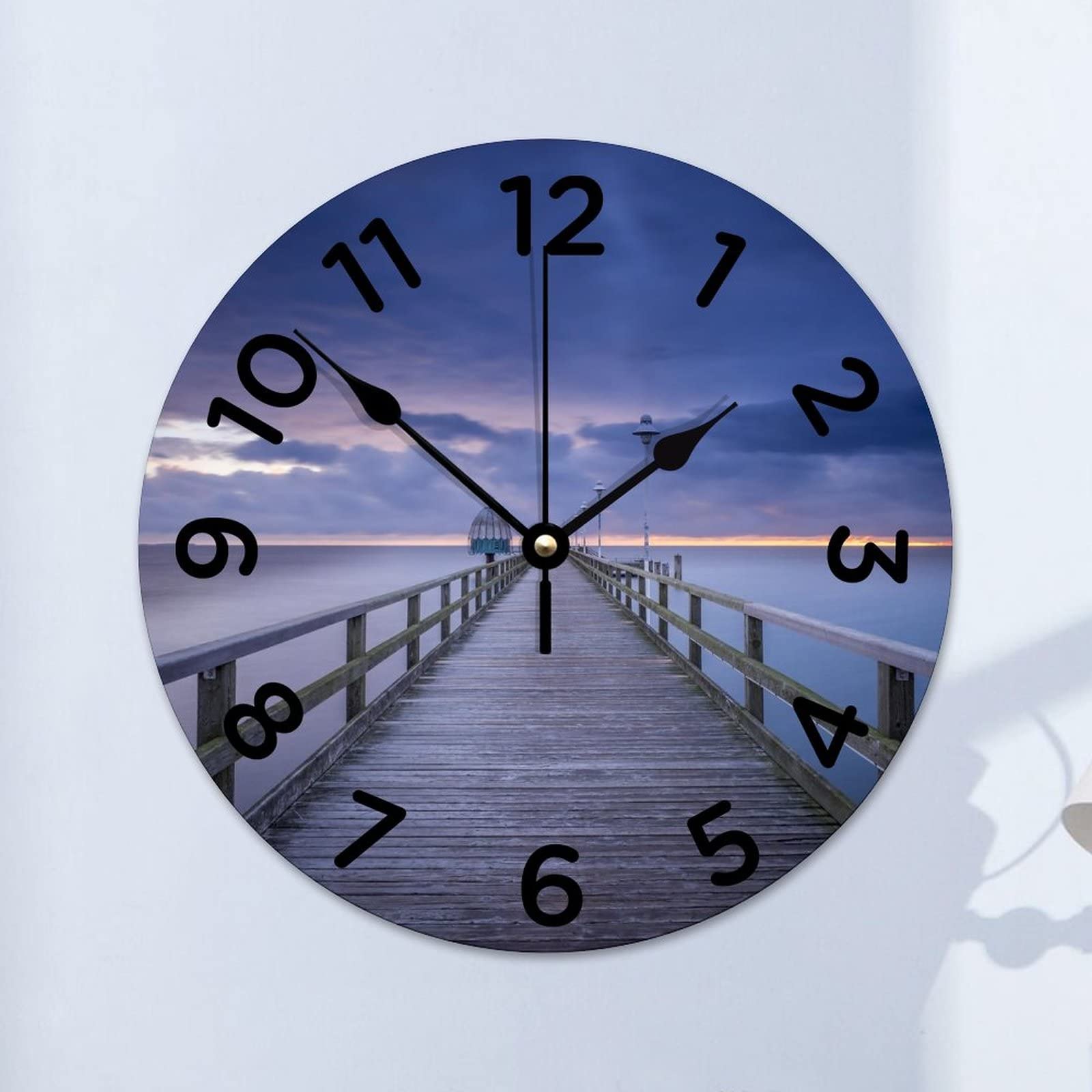 Horloge murale en bois silencieuse sans tic-tac grand format rond facile à lire