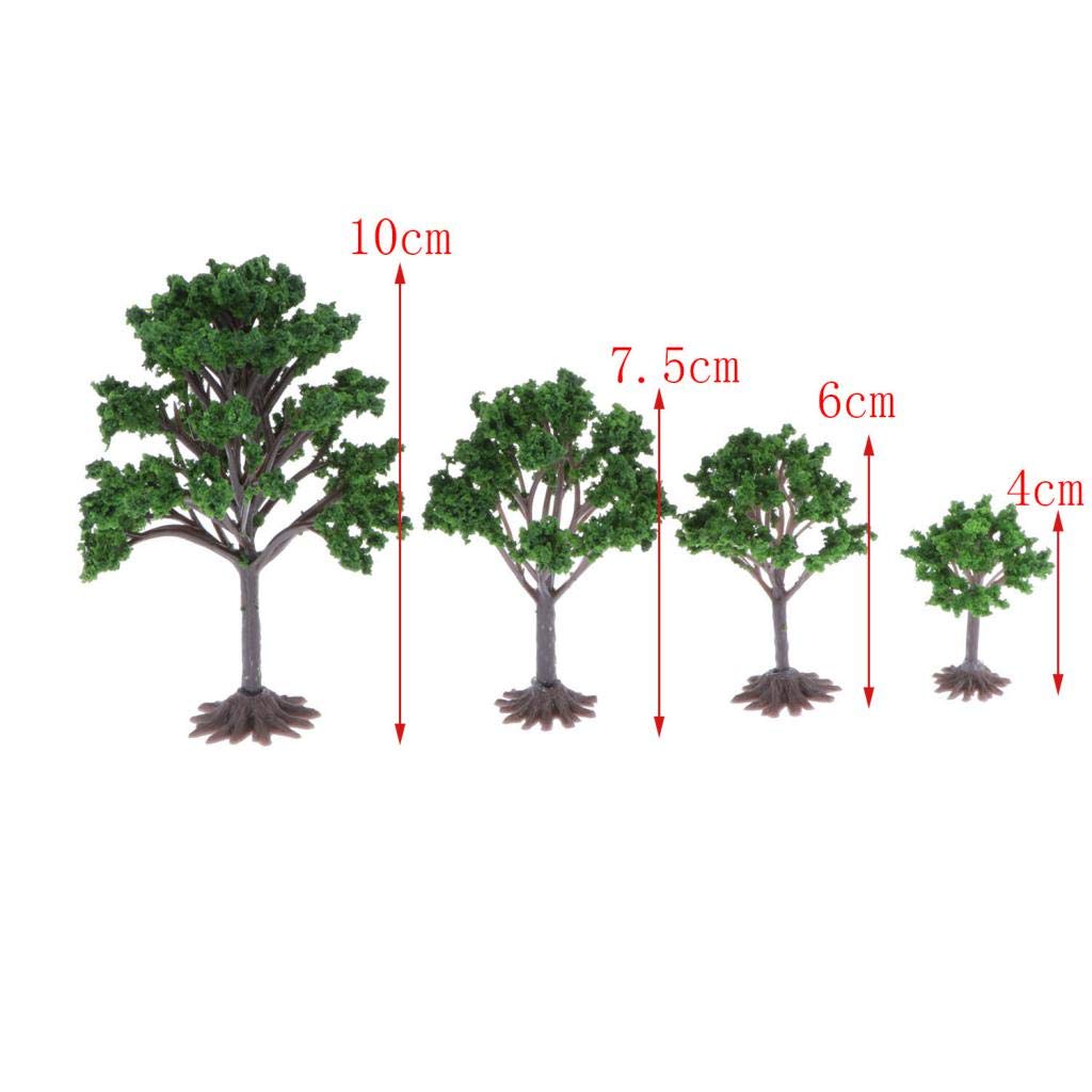 4 10 cm Gemischtes Modell Pfirsichbaum Zug Eisenbahn Landschaft