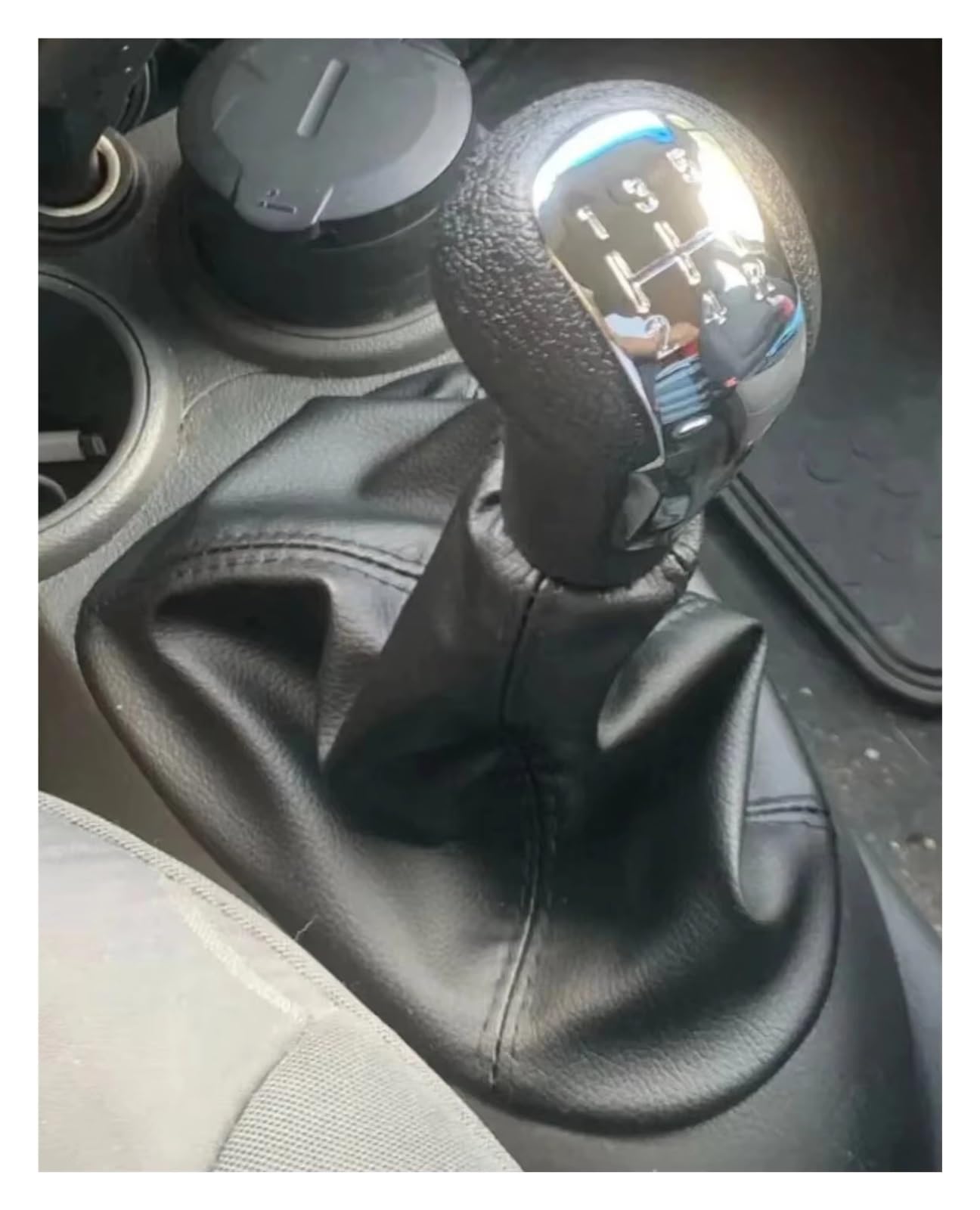 GHQFROP Transmission Gear Shift Knob for Chevrolet for Matiz for Spark M300 2011-2016 Car 5 Speed Manual Gear Shift Knob Leather Boot Cover Car Gear Stick Knob(Chrome Knob Suit)