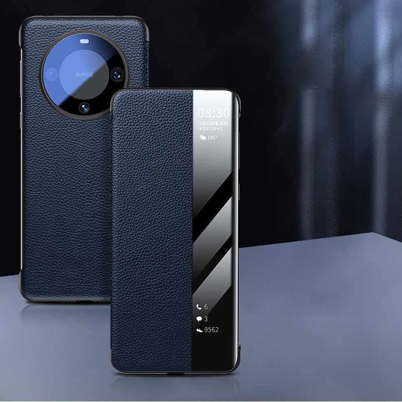Étui en cuir PC rigide pour Huawei Mate 60 Pro finition miroir haut de gamme