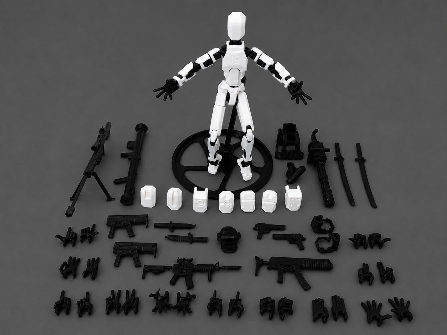 Dummy 13 Multi-Joint Action Figure, White and Black, with 12 Pairs of Hands, Full Weapons Arsenal and Accessories-picture-18
