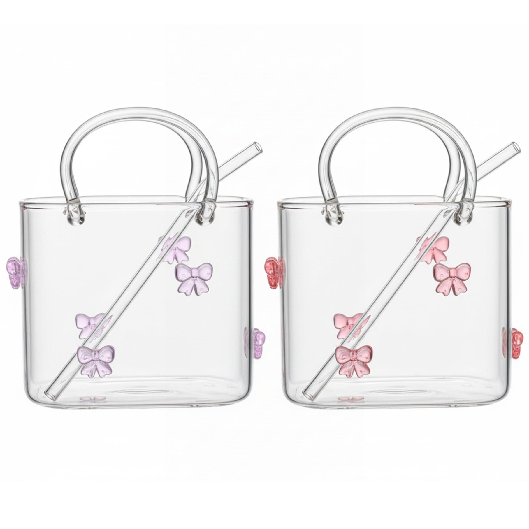 Sac à main en verre pour boissons 720ml avec pailles lot de 2