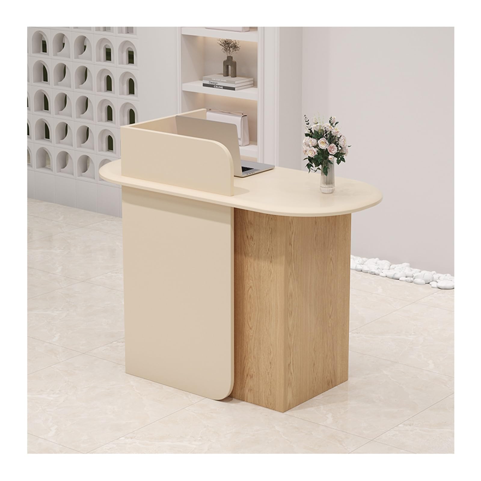 Retail Sales Counter with Locking Drawer Front Reception Desk for Office Beauty Salon Retail Store Commercial Display Table (C L80cm 31.4in)