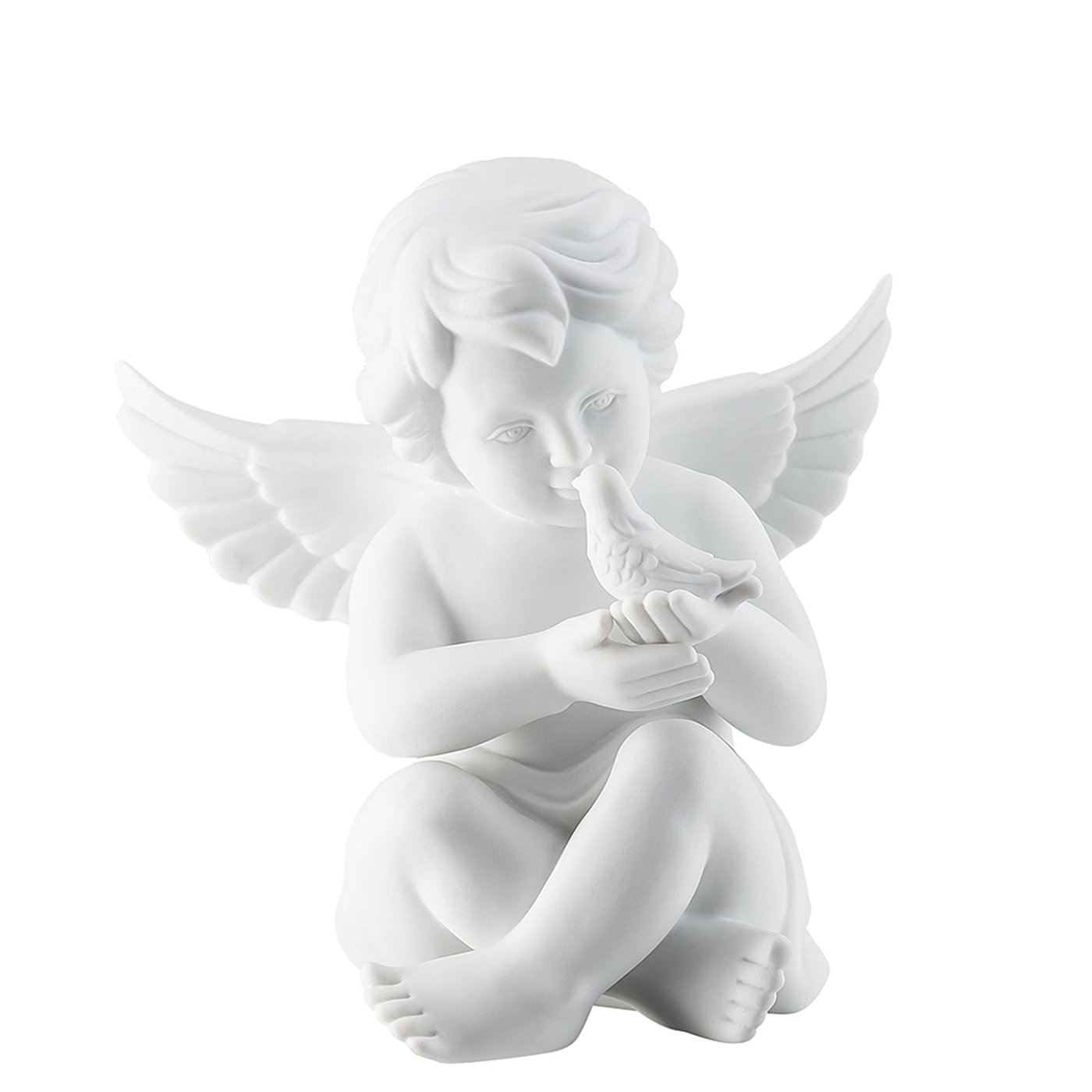 Amazon.de: Engel mit Taube Weiss matt Gross 14 cm