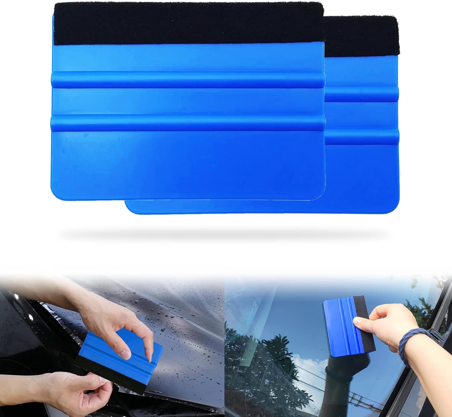 RBOKO 2Pcs Squeegee for Vinyl, Felt Edge Squeegee Car Wrapping Tool Kits, Plastic