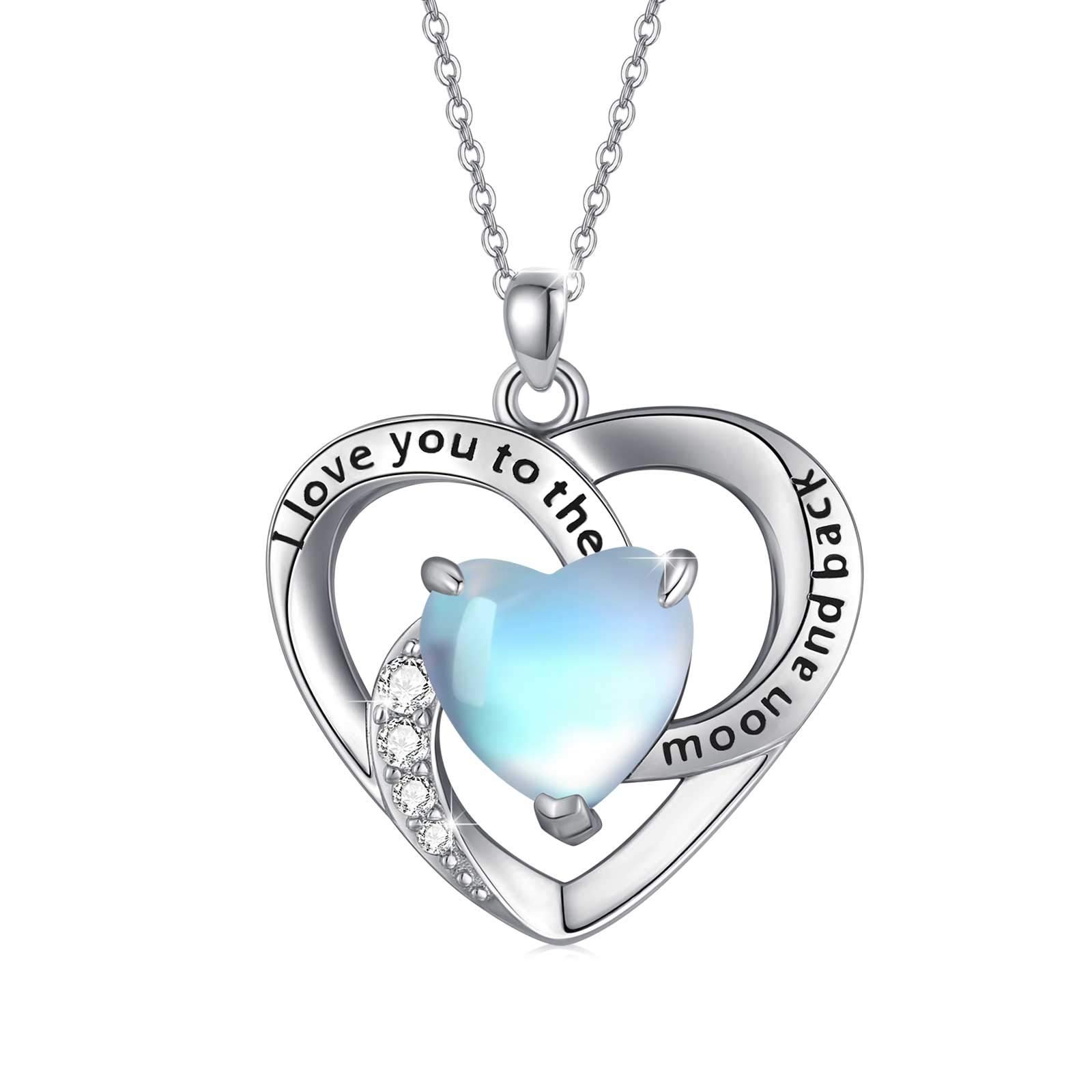 CuokaSun Star Moon Necklace 925 Sterling Silver I Love You to The Moon and Back Necklace Jewelry for Women