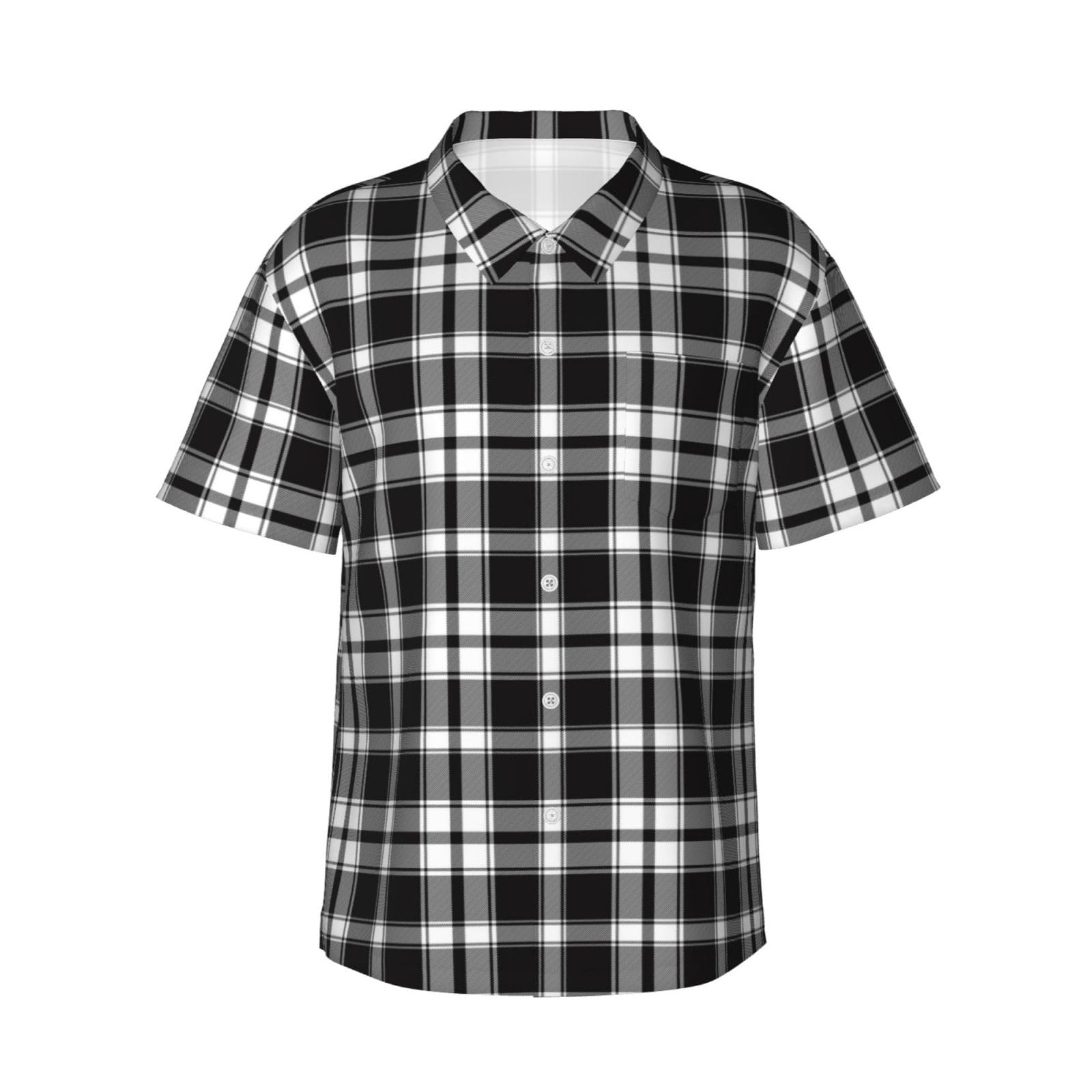 Fjqwklf Unisex Royal Plaid Pattern Men's Hawaiian Shirt Casual Shirts Summer Beach Party Shirt M