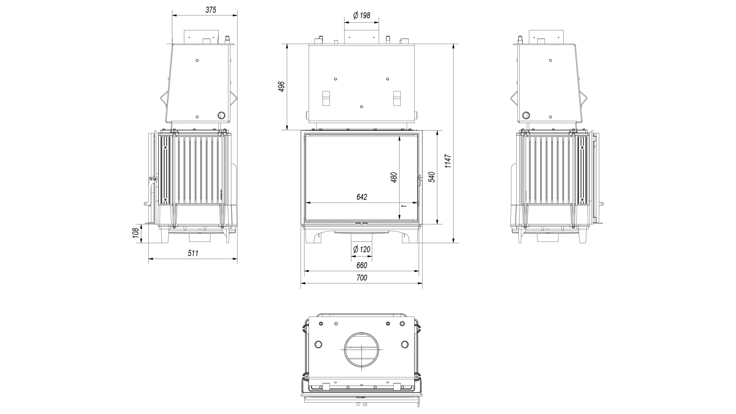 KRATKI Termocamino a legna FRANEK 12 kW Ø200 A+ Ecodesign alta efficienza
