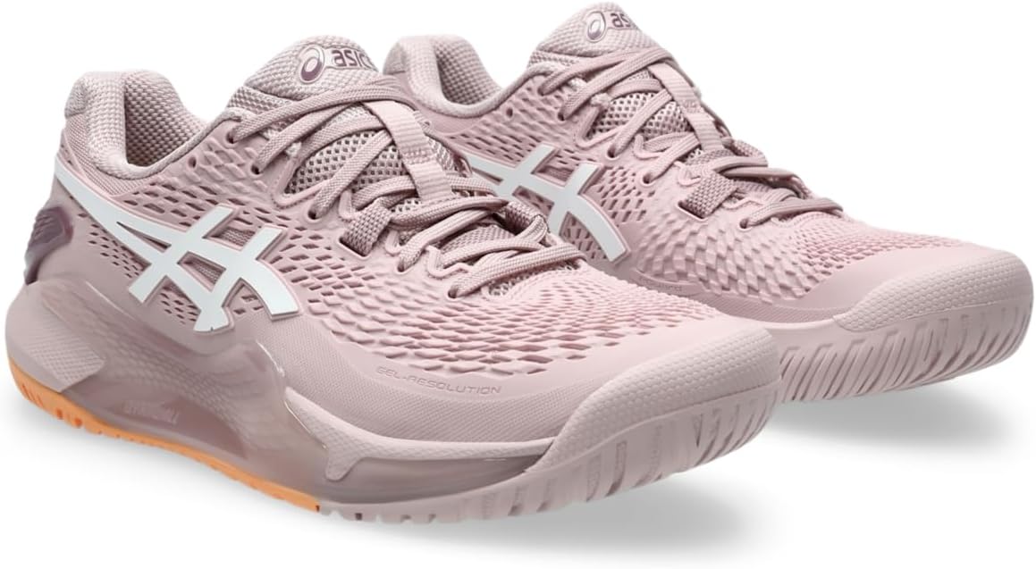 ASICS Women's Gel-Resolution 9 Tennis Shoes, 5, Watershed Rose/White