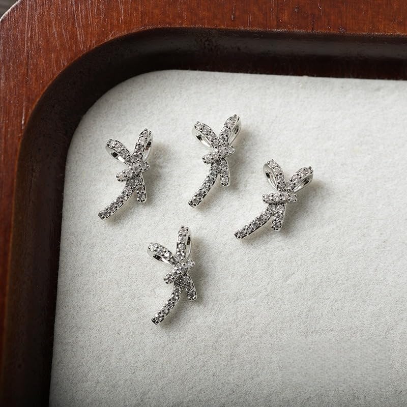 Luxury Bow Nail Art Set 3PCS 7x13.5mm Zircon Rhinestone Nail Charms Cute Elegant Nail Decorations Kit