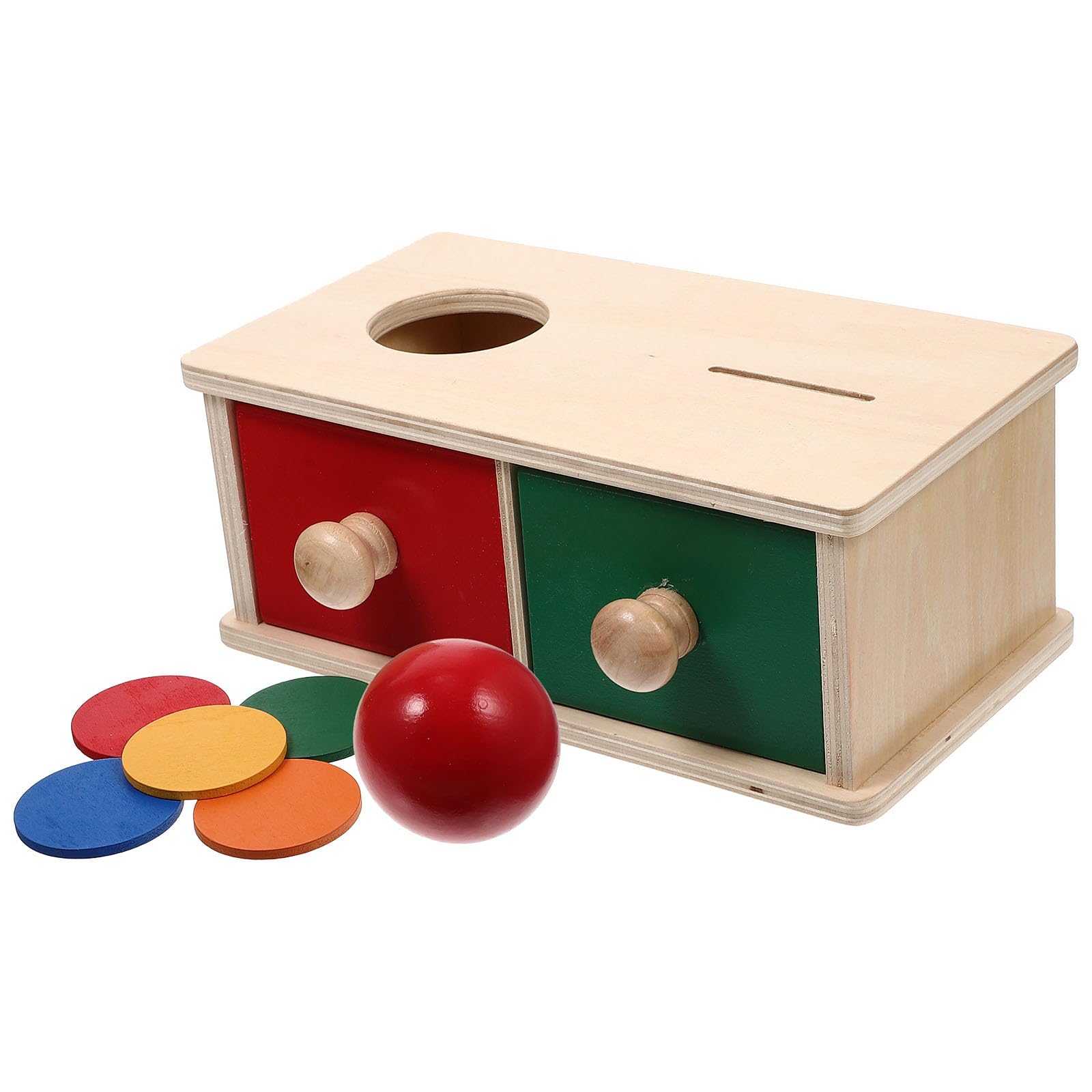 TOYANDONA Juguetes De Madera Montessori Caja De Permanencia De Objetos Montessori 2 En 1 Caja De Monedas Montessori con Cajón para Bebés Y Niños Pequeños