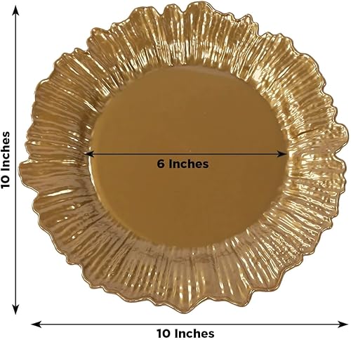 Miniatura 10 de Efavormart - Paquete de 6 platos de carga redondos de plástico plateado de 13 pulgadas, con borde con volantes, para bodas, eventos