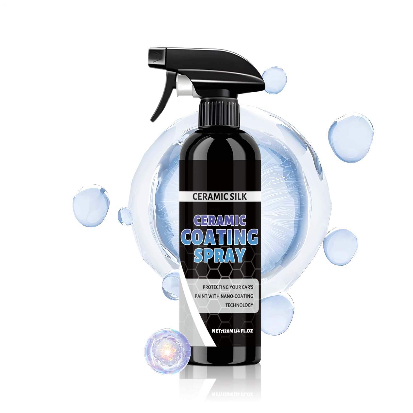 Ceramic Coating - 120ml Automotive High Protection Agent - Car Detailing Hydrophobic Agent for Paint Window Trim Glass Wheel Headlight RV Motorcycle Marine Windshield