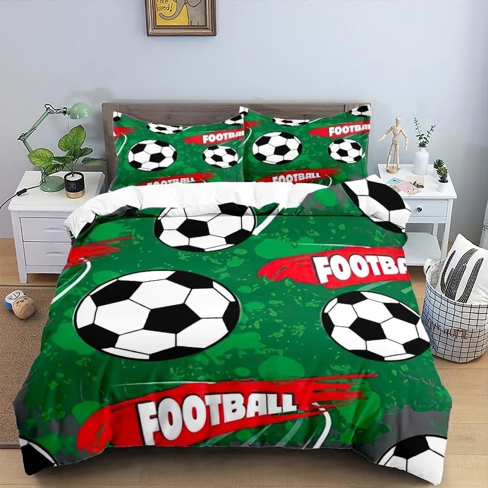 Housse de couette football avec fermeture éclair pour lit garçon et enfant