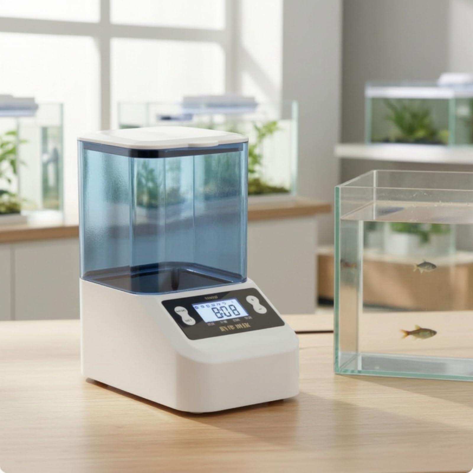 Mangiatoia con Regolatore di Tempo Programmabile Alimentatore con Cavo USB Digitale Alimentatore Regolatore di Tempo per Acquario, Nero, 1000ml Doppia Alimentazione Grandi Granuli