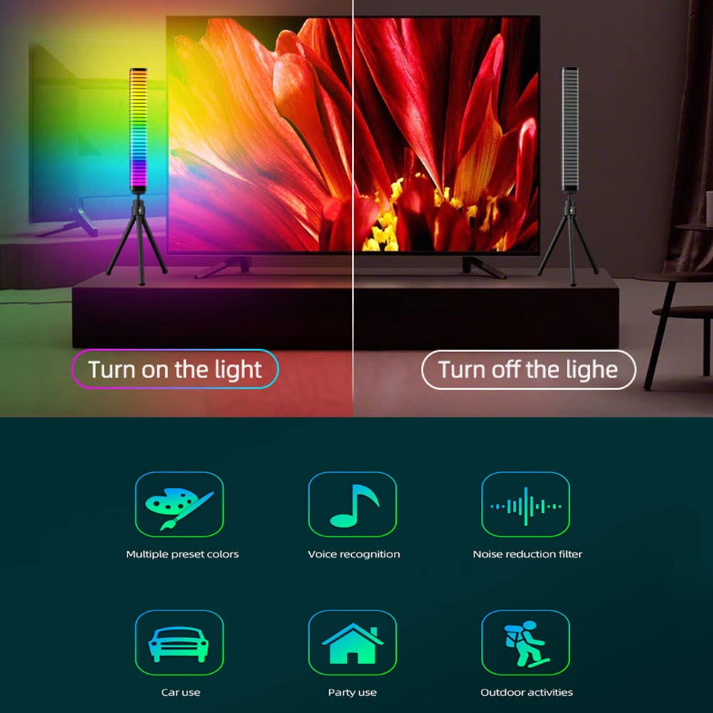 LED Musik-Lichtleiste, RGB Voice Activated Rhythm Light, Schwarz, Mehrfarbig, Acrylnitril-Butadien-Styrol (ABS) Material, App Control