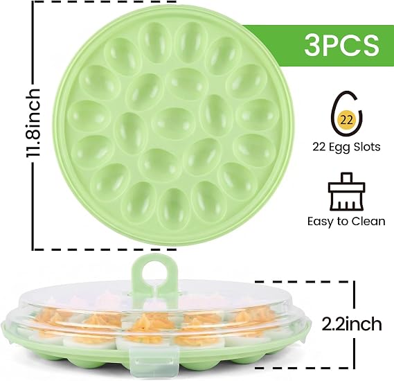 HANSGO Deviled Egg Containers with Lid, 3 PCS Deviled Egg Platter Carrier
