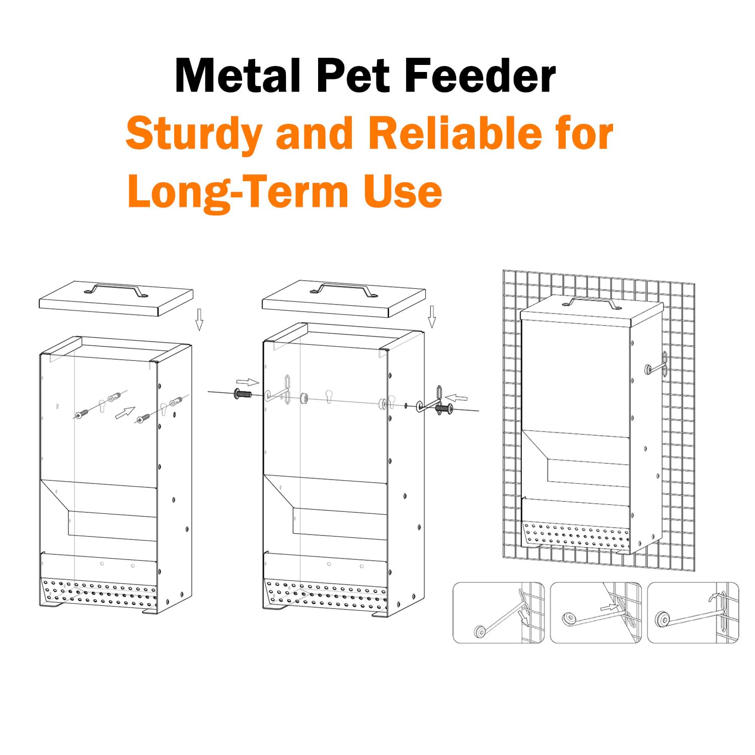 Metal Rabbit Feeder, 5-Pound Capacity Rabbit Feeder, Outdoor Small Animal Feeder for Rabbits, Chicks, Cats, Guinea Pigs, Free Large Capacity Small Animal Water Bottle - image 8