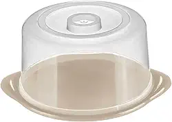 Sanremo - Porta Bolo Plástico Redondo de 24,4 cm, Cor Cristal com Off White, Linha Casar