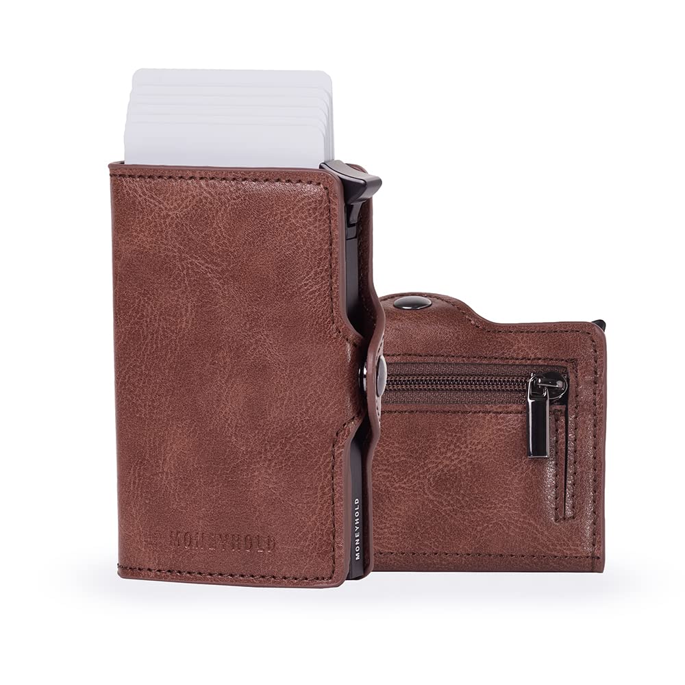 Moneyhold® - Tarjetero Antirrobo RFID - Cartera Hombre y Mujer - Cartera Pequeña de Piel Vegana, con Monedero - Diseño Slim y Compacto