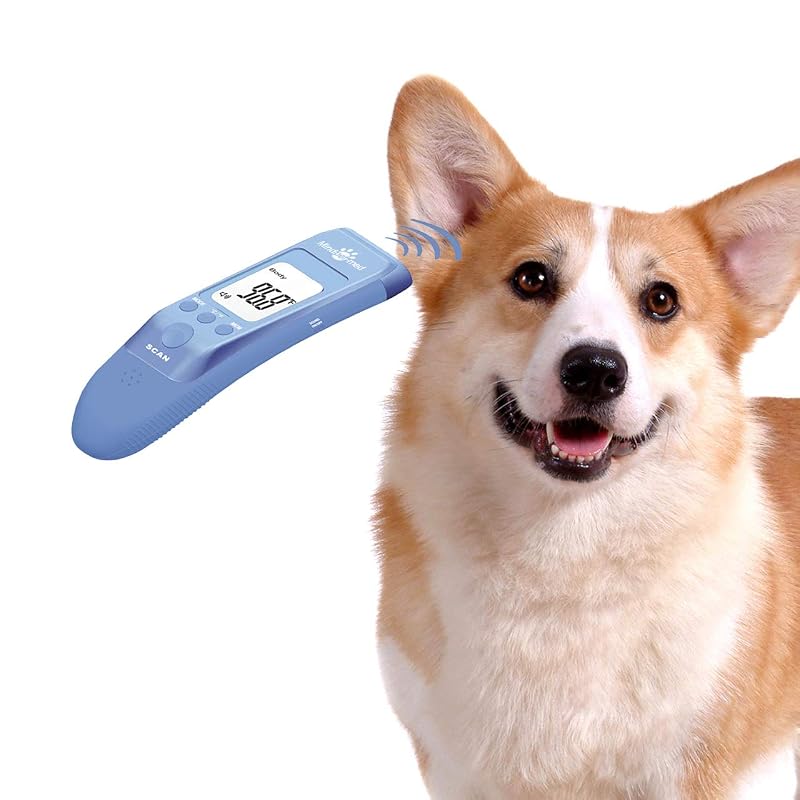 Termômetro Infravermelho sem Contato para Cães MINDPET-MED, 3 Modos e Memória para 32 Leituras, Azul