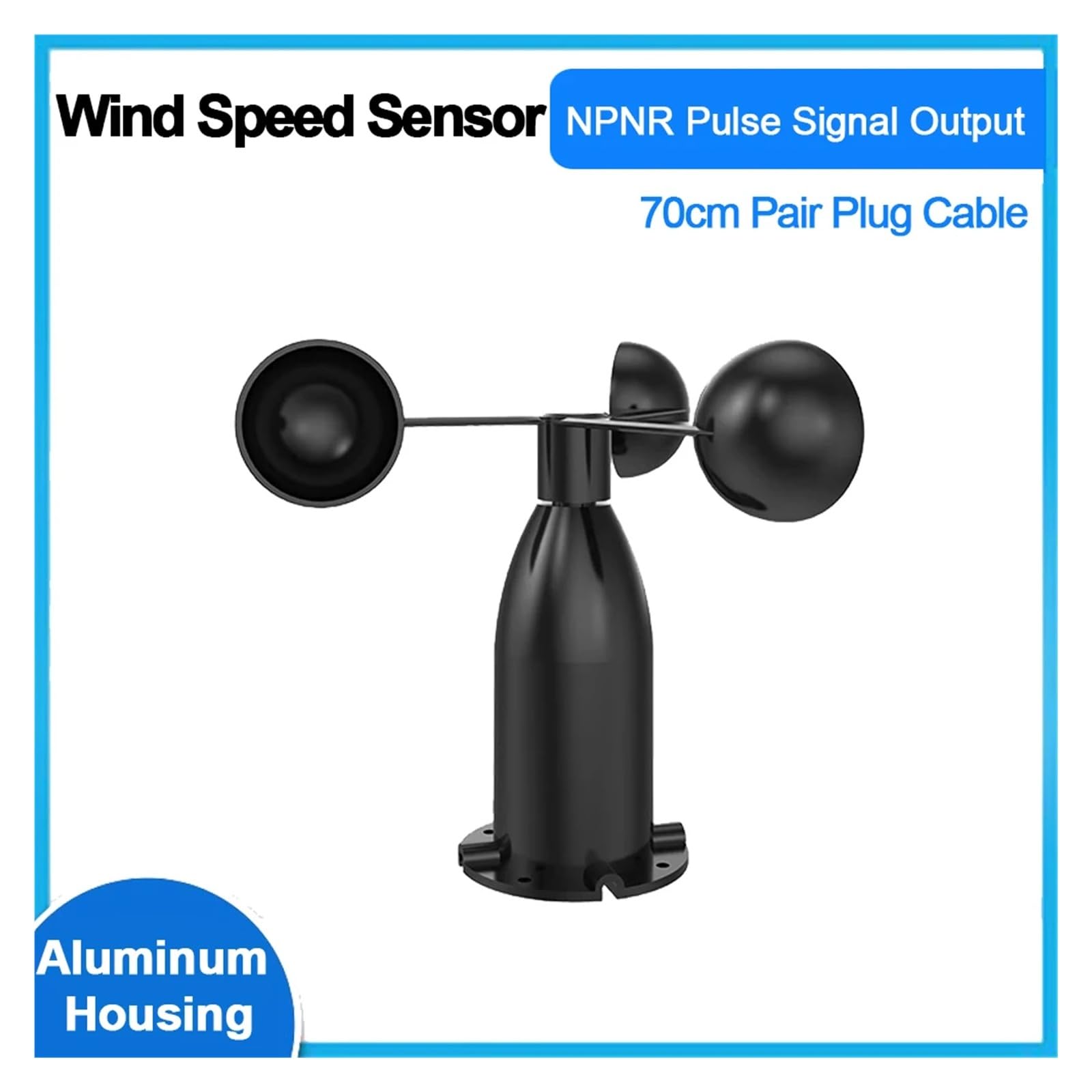 0-30m/s Aluminum Alloy Wind Speed Sensor, RS485 0-5V 0-10V 4-20MA Output, High Precision Wind Speed Detector Transmitter(NPNR)