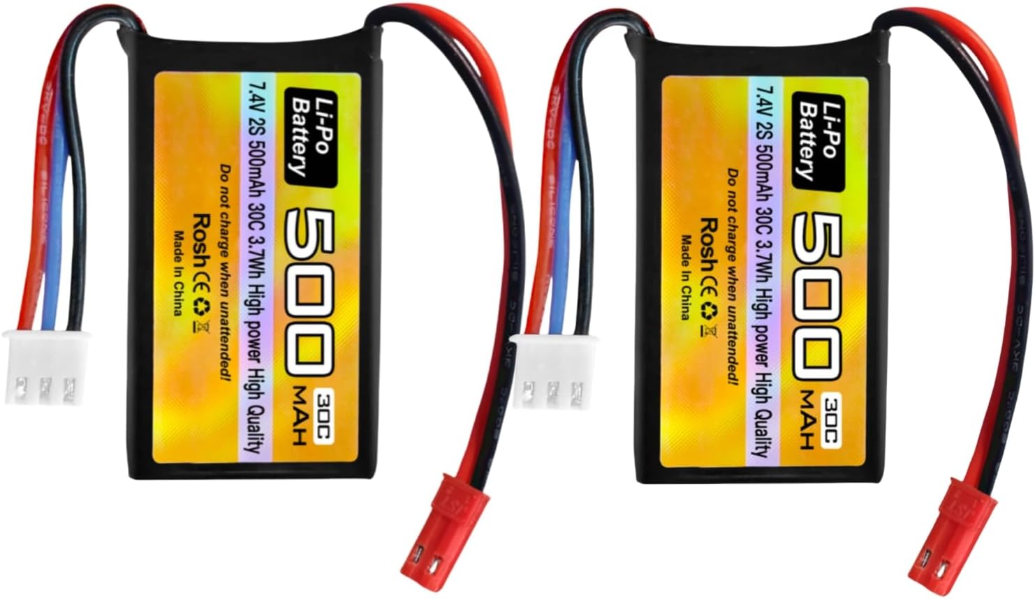RC Battery 2PCS 7.4V 500mAh Lipo Battery Pack With 2-in-1 Charger For ...