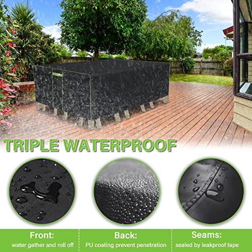 Patio Furniture Covers, Outdoor Furniture Cover Waterproof, 600D Outdoor Table And Chairs Set Cover, 110"L×84"W×28"H Rectangular Outdoor Sectional Cover #TOP2