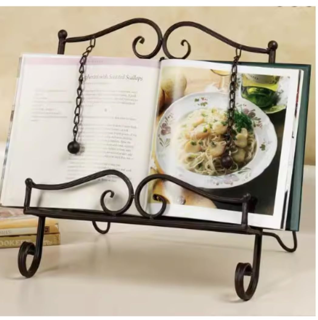 Leggio per Libri di Cucina Porta Libri di Cucina con Design A Spirale E Supporto per Raccoglitore di Ricette Supporto per Ricette