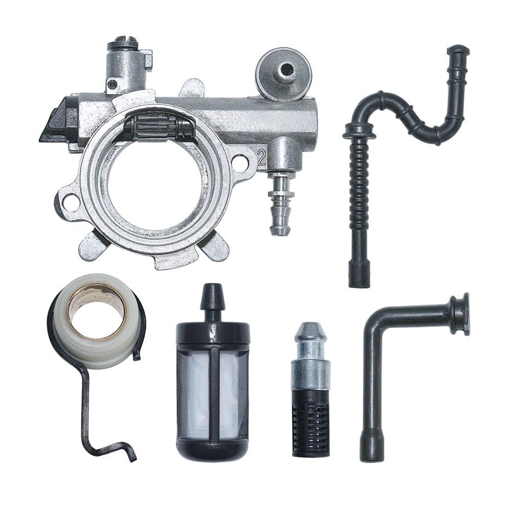 Herramientas de jardín Kit de línea de Filtro de Combustible y Engranaje helicoidal for engrasador de Aceite, Compatible con Motosierra 034 036 MS360 (reemplazo 1125 640 3201)