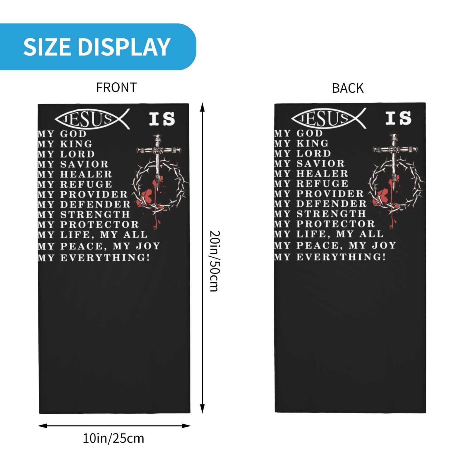 Jesus is My Everything My God My Lord My Savior Christian White Neck Gaiter Face Cover Mask Bandana Gator Balaclava Tube Face Scarf Headband Outdoor Sport Mask Sun Protection for Women Men