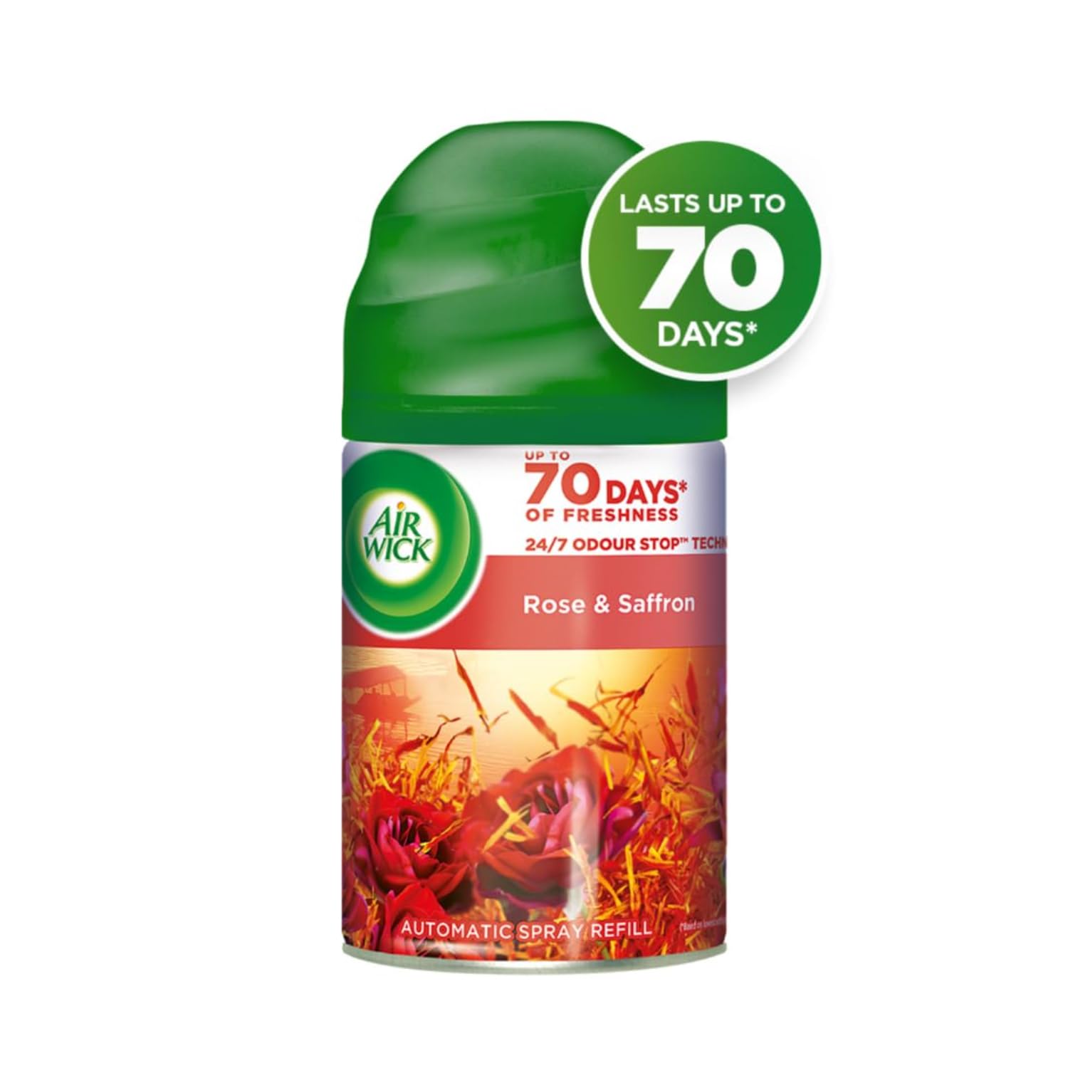 Air Wick 250 ml - Rose & Saffron, Freshmatic Automatic Air Freshener Refill | 2600 Sprays Guaranteed | Automatic Room Freshener, Bathroom Freshener and Room Spray (Pack of 4) - Image 2 thumbnail