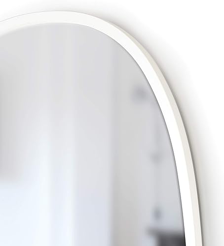Miniatura 6 de Umbra Hub - Espejo de pared ovalado con borde de goma para sala de estar, baño, dormitorio, entrada y más, 24 x 36 pulgadas, color blanco