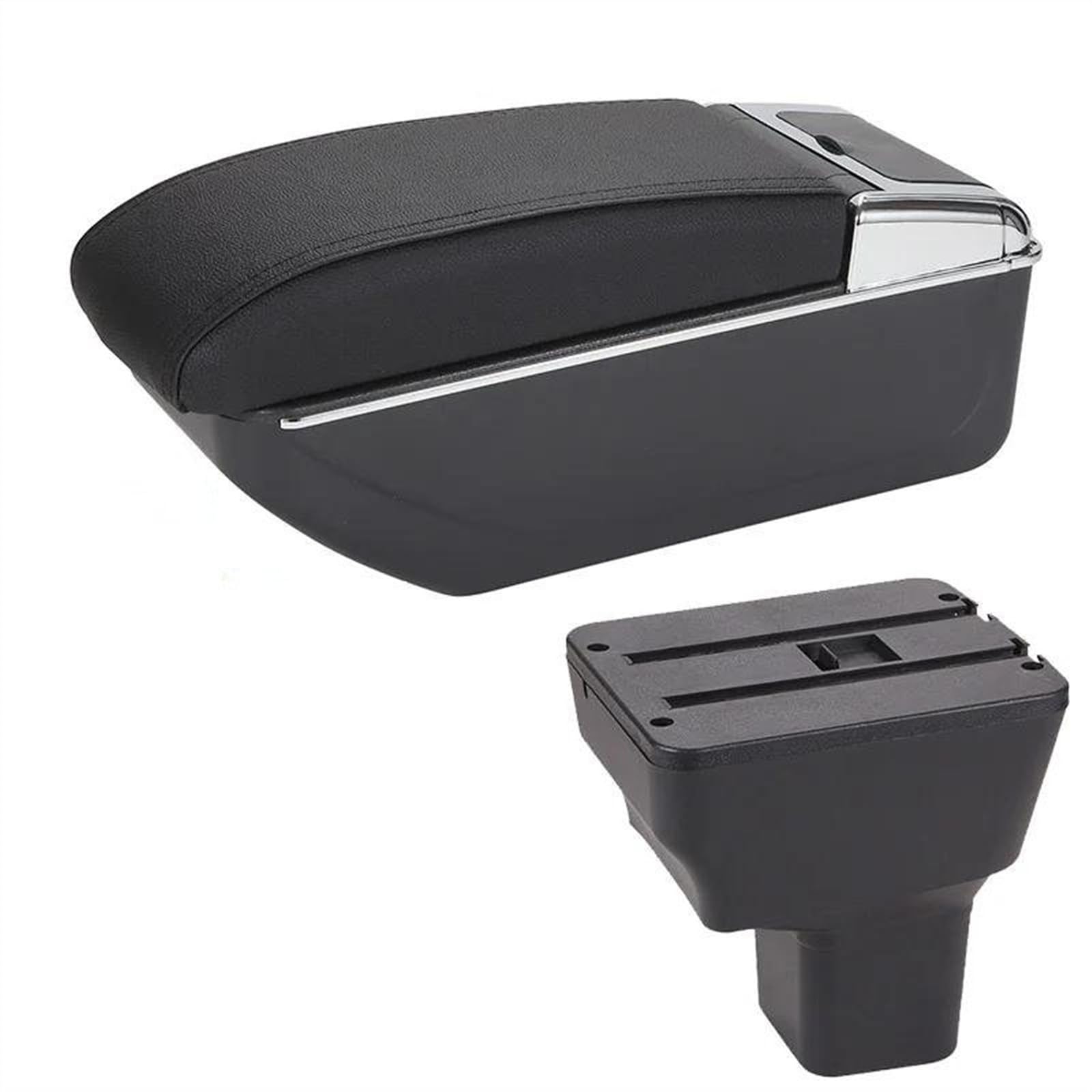 NOHEEU Car Armrest Box Storage Interior Details Special Retrofit Parts Center Accessories Arm For Kicks 2016-2021(B2 Black line 7USB)