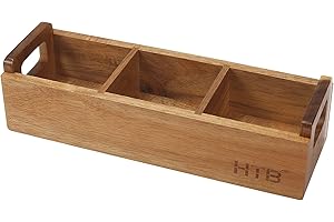 HTB 3 Compartment Acacia Wood Tea Station
