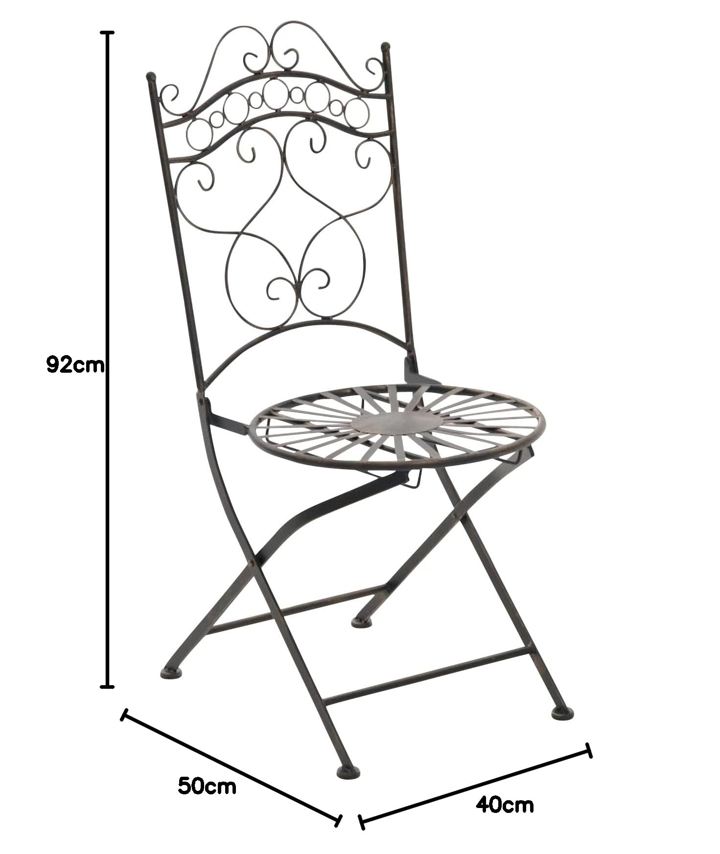 CLP Lot de 2 Chaises De Jardin Pliantes Indra I Chaises D'Extérieur en Fer Forgé pour Terrasse Ou Balcon Couleur:Bronze