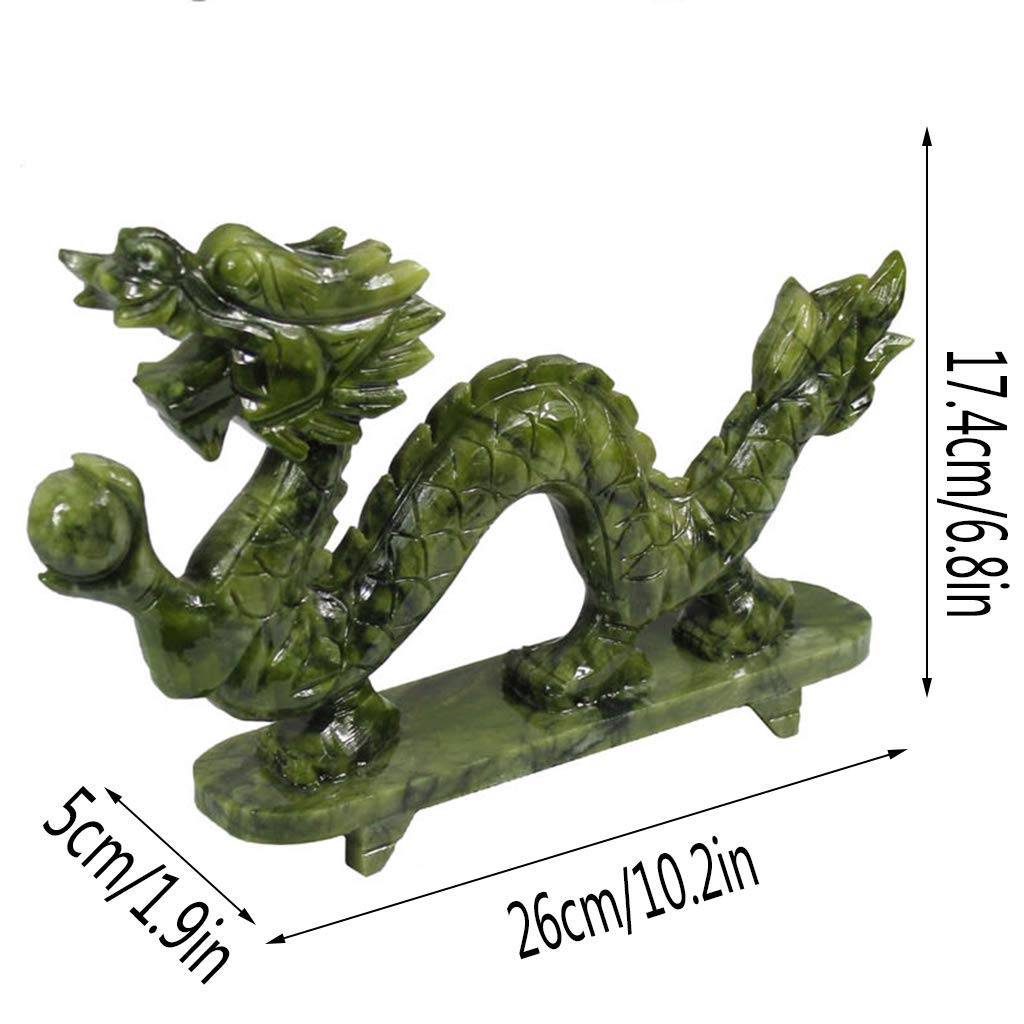 MIQXUAN Adornos de Feng Shui, Estatua de dragón de Resina de Jade del zodíaco Chino, Figura Decorativa, para esculturas de hogar y Oficina, coleccionables de LuckSuccess, L