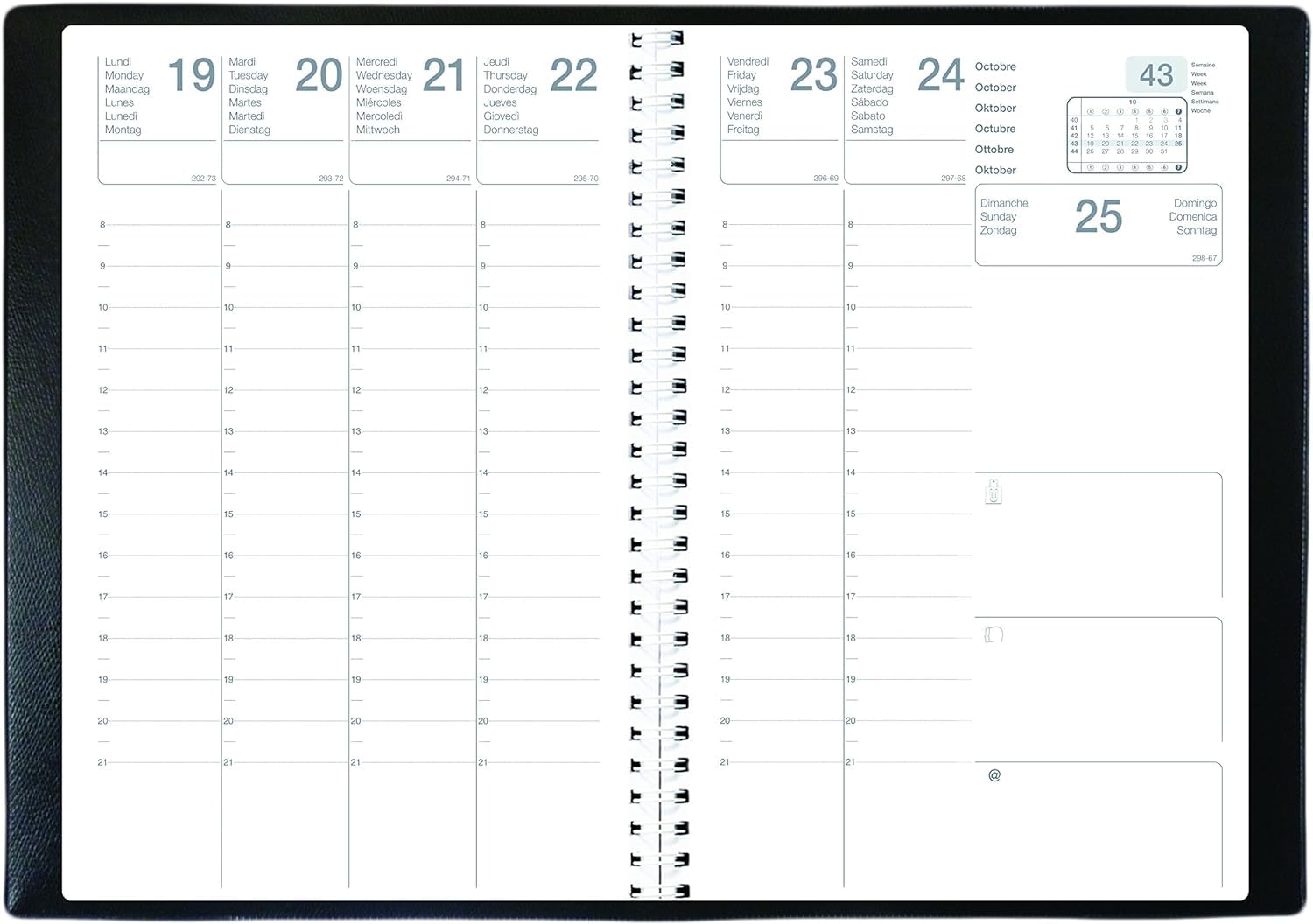 Agenda 2027 Semainier Spirale 16 x 24 cm 1 Semaine sur 2 Pages France Couverture PVC