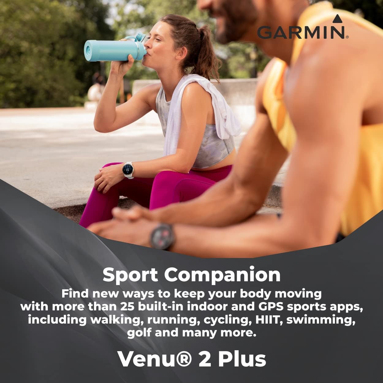 wearable4u garmin venu 2 plus gps multisport smartwatch 1 7 in with call and text music adv hmff slate bezel with black case black earbuds bundl