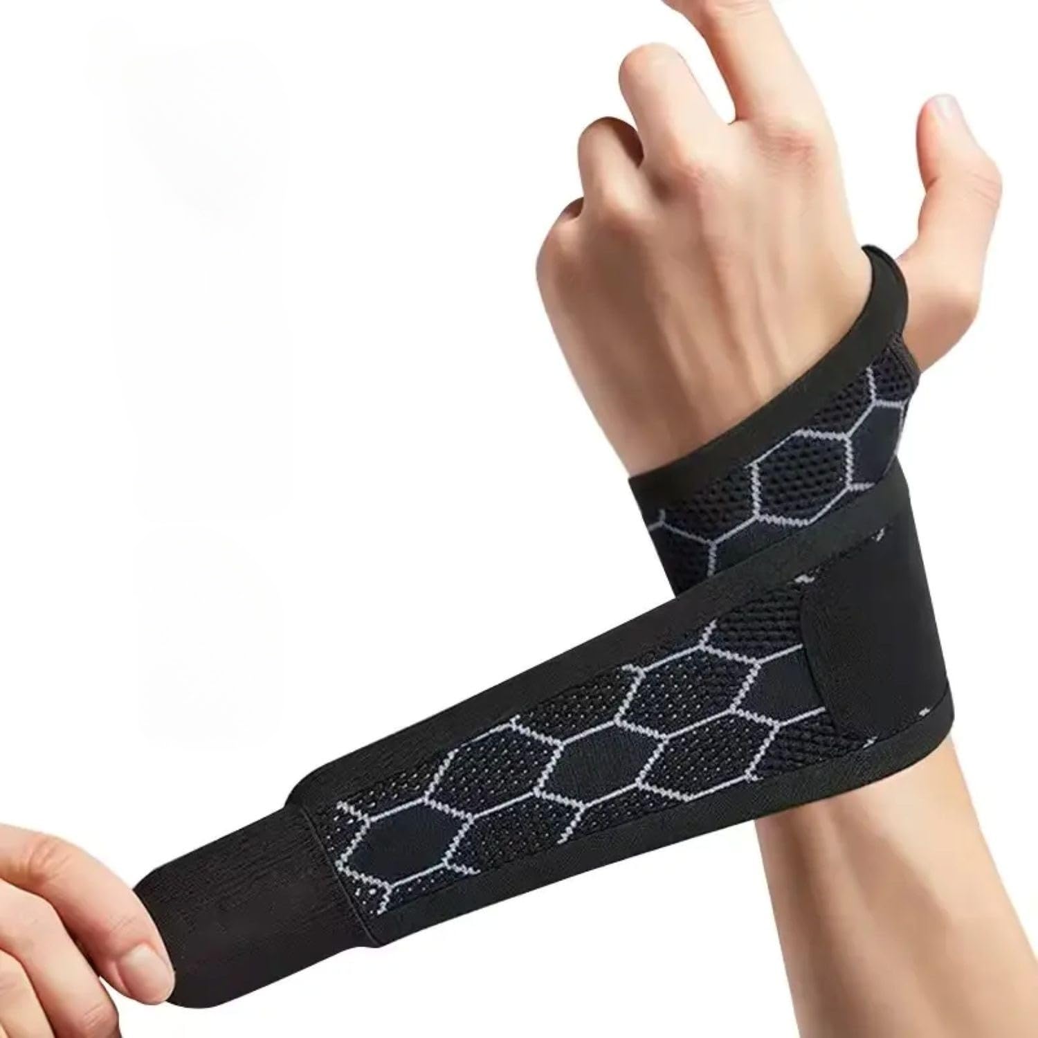 LUVILS® Tutore Mano e Polso Destro Sinistro per Uomo e Donna,Polsini Palestra Fitness, Sport, Allenamento con pesi, Polsiera Tunnel Carpale dolore Tendinite,Design A Nido D'ape Nero Taglia Unica (1)