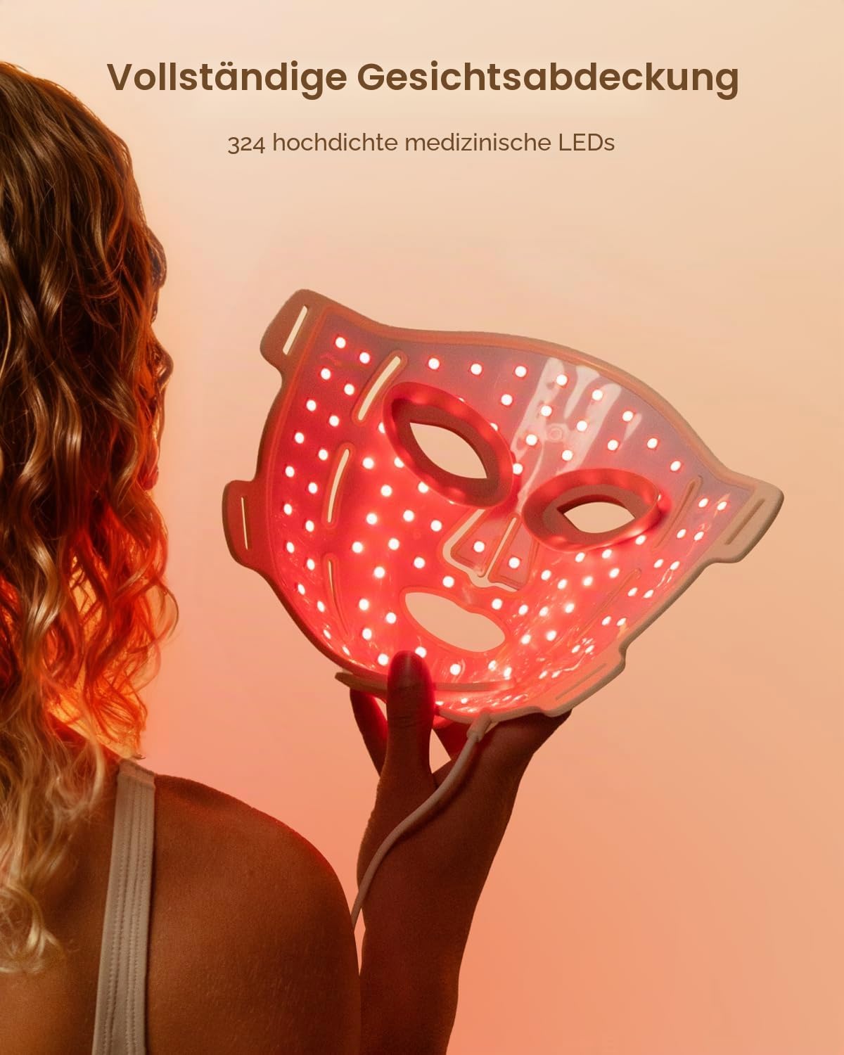 RENPHO LED Gesichtsmaske mit 324 LED-Chips, Rotlicht 850nm NIR, 3 Modi Rot & Blau, Hautpflege