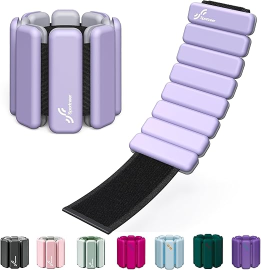 Sportneer Wrist & Ankle Weights for Women Men - 1 Pair (1 lb/2 lb Each) | Adjustable Weighted Bracelet Silicone Bangles for Yoga, Dance, Pilates, Cardio, Aerobics, Gym, Pool Exercises and Jogging
