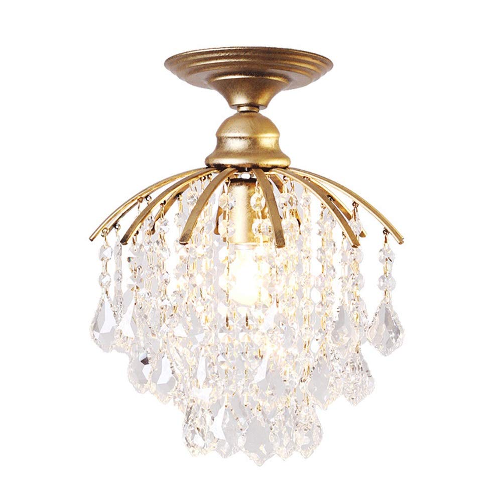 SXECAEPS Modern creative chandelier E27 Creative Modern Elegant Round Ceiling Light Crystal Droplets Simply Stunning Effect Lamp LED (Color : Gold)