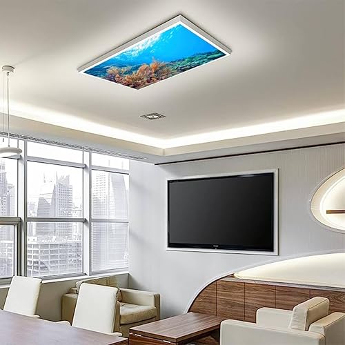 Miniatura 7 de Paquete de 4 cubiertas fluorescentes para luz de techo, filtros de luz submarina Bonaire de arrecife de coral para aula, oficina, hogar, cubierta