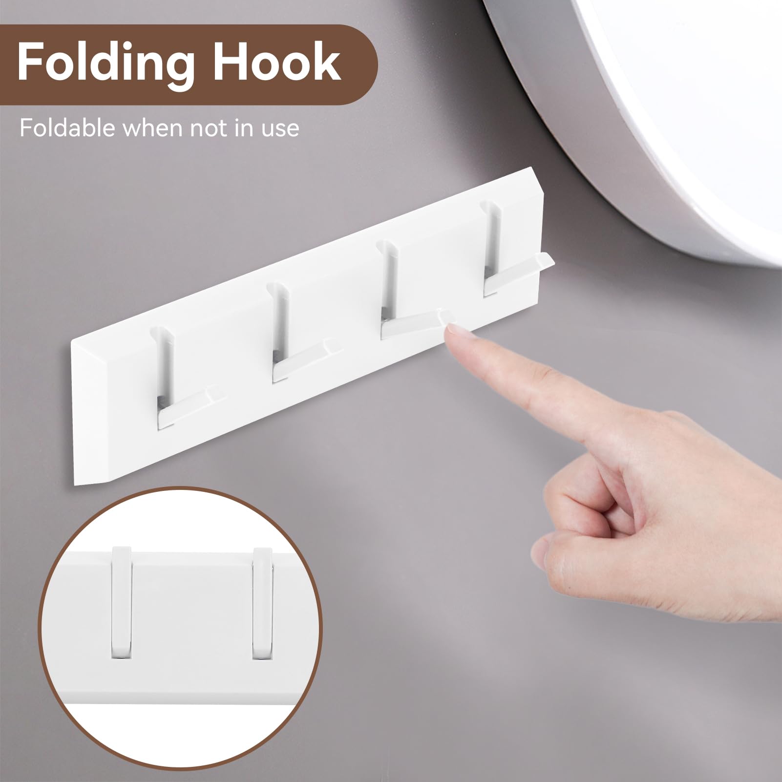 Garderobenhaken Leiste Mit 3 Beweglichen Haken - Platzsparend & Modern In Weiß